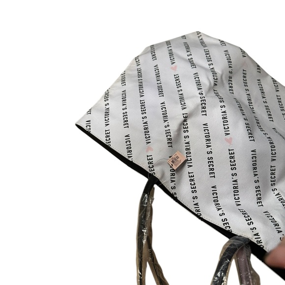 Victoria's Secret Weekender White and Black and a Splash of Pink Large Tote Bag - Picture 10 of 16